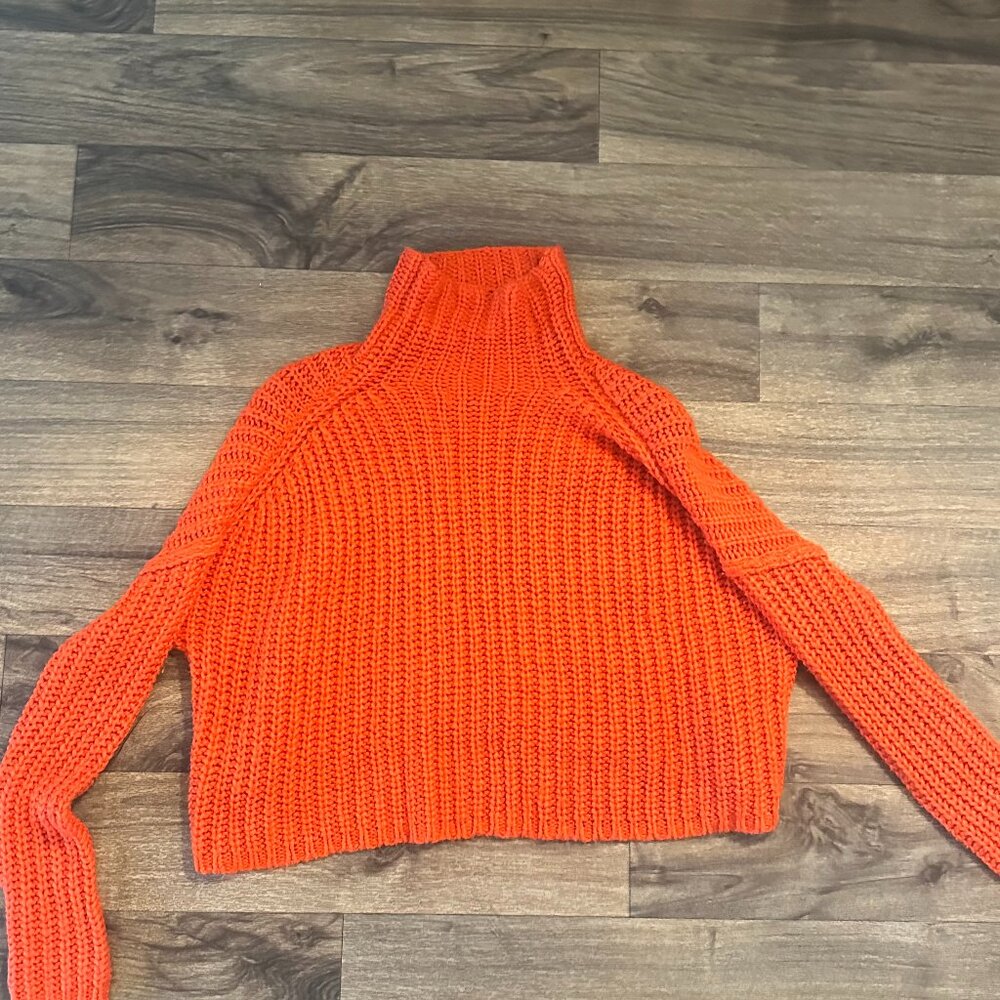 Rebecca Minkoff Chunky Knit Cropped Turtleneck Sweater